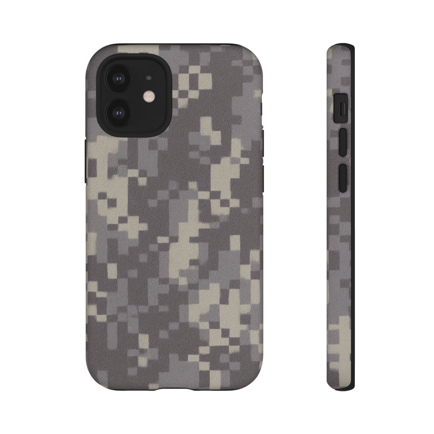 Rugged digital camo Printify tough phone case protecting a smartphone with a durable, military-style camouflage design.
