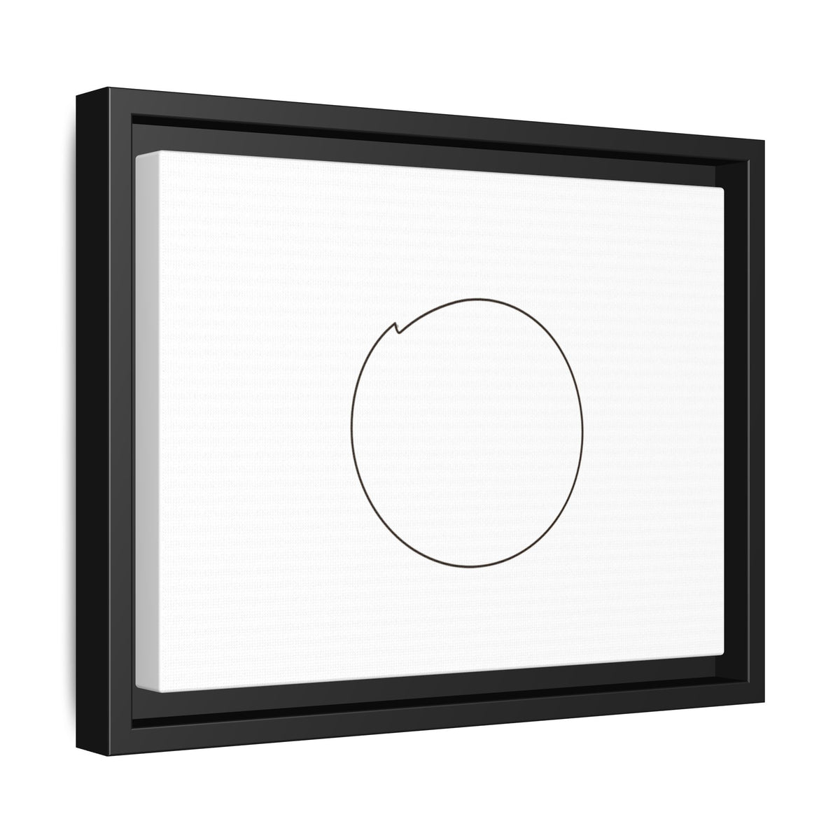 Framed matte canvas wall art featuring a minimal circular line design, by Printify, displayed on a neutral wall.