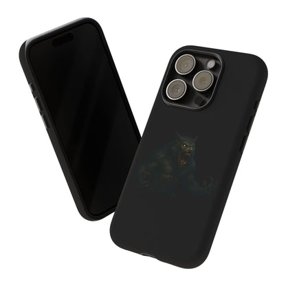 Werewolf phone case with dark monster graphic, durable protective cover for smartphones, by Printify.