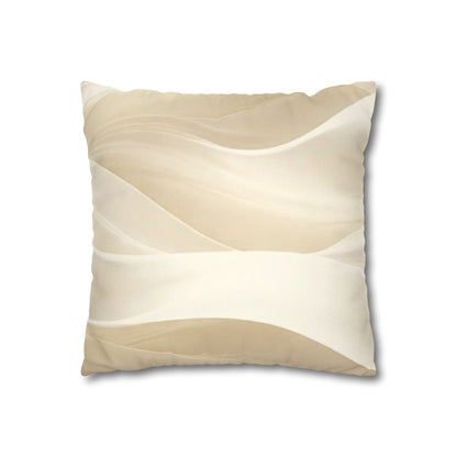 Beige Abstract Wave Pillowcase | Faux Suede Square Pillow Cover