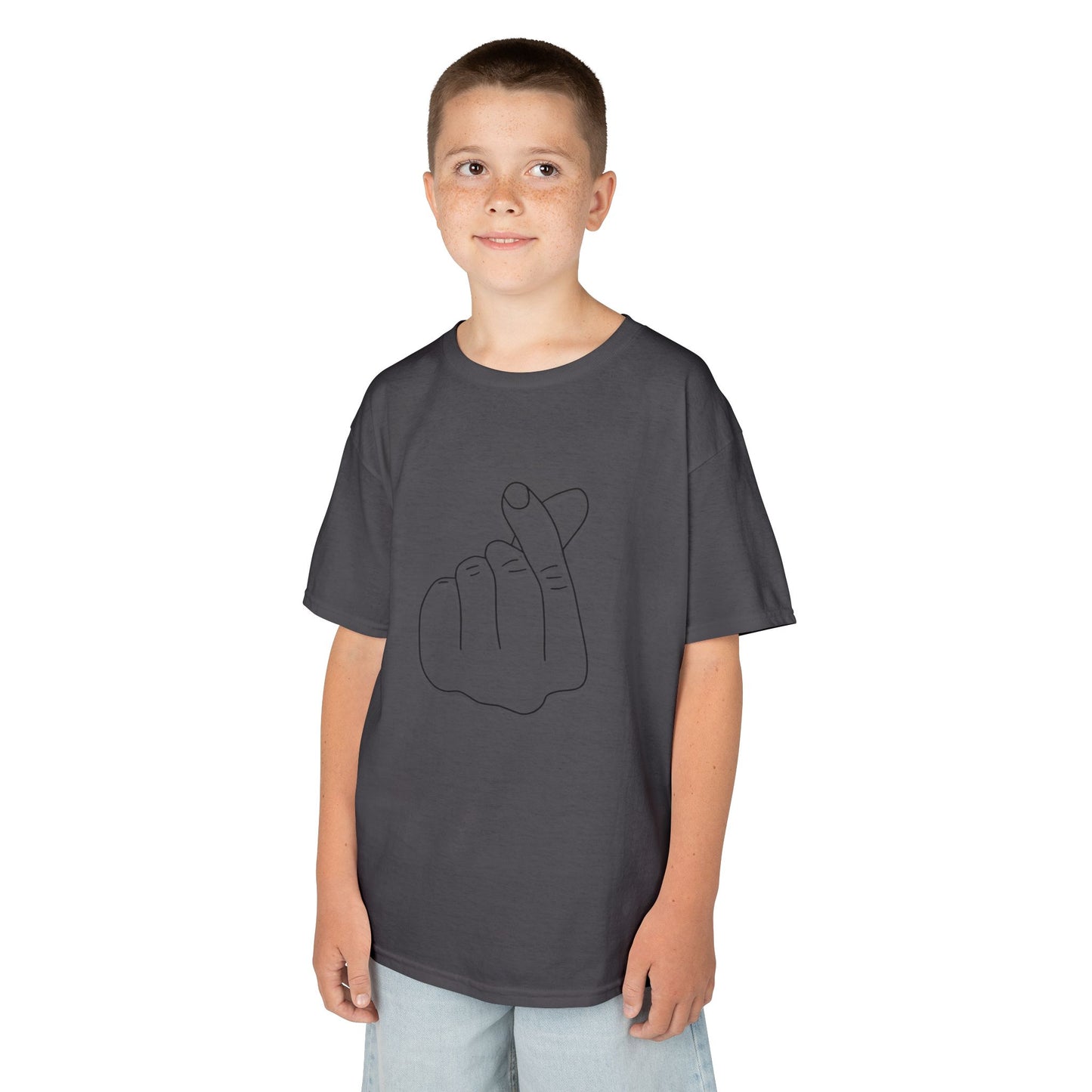 Cute Kids Heavy Cotton Tee - K-Pop Inspired Love Gesture