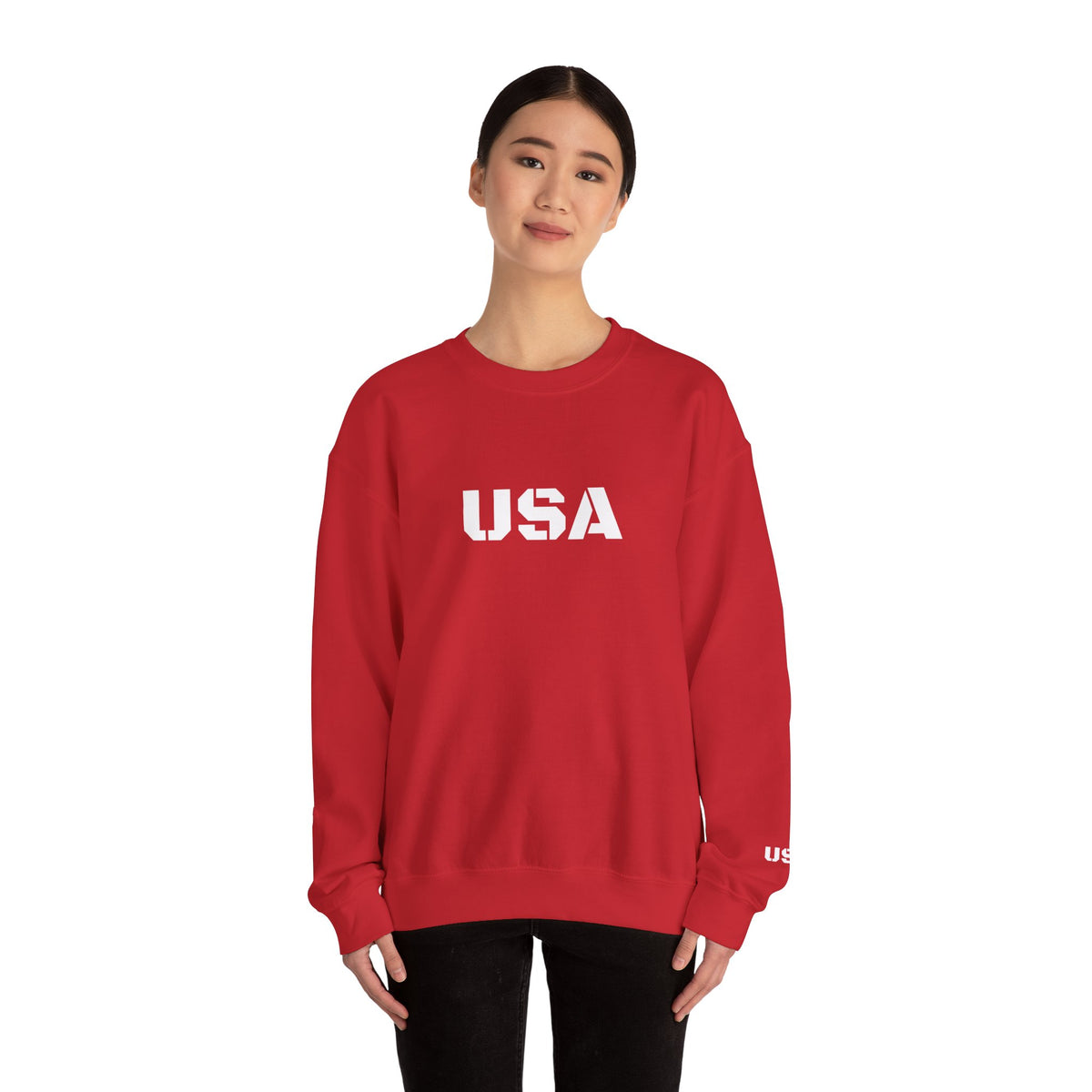 Printify USA crewneck sweatshirt with patriotic design, cozy fit, perfect for every season and casual wear.