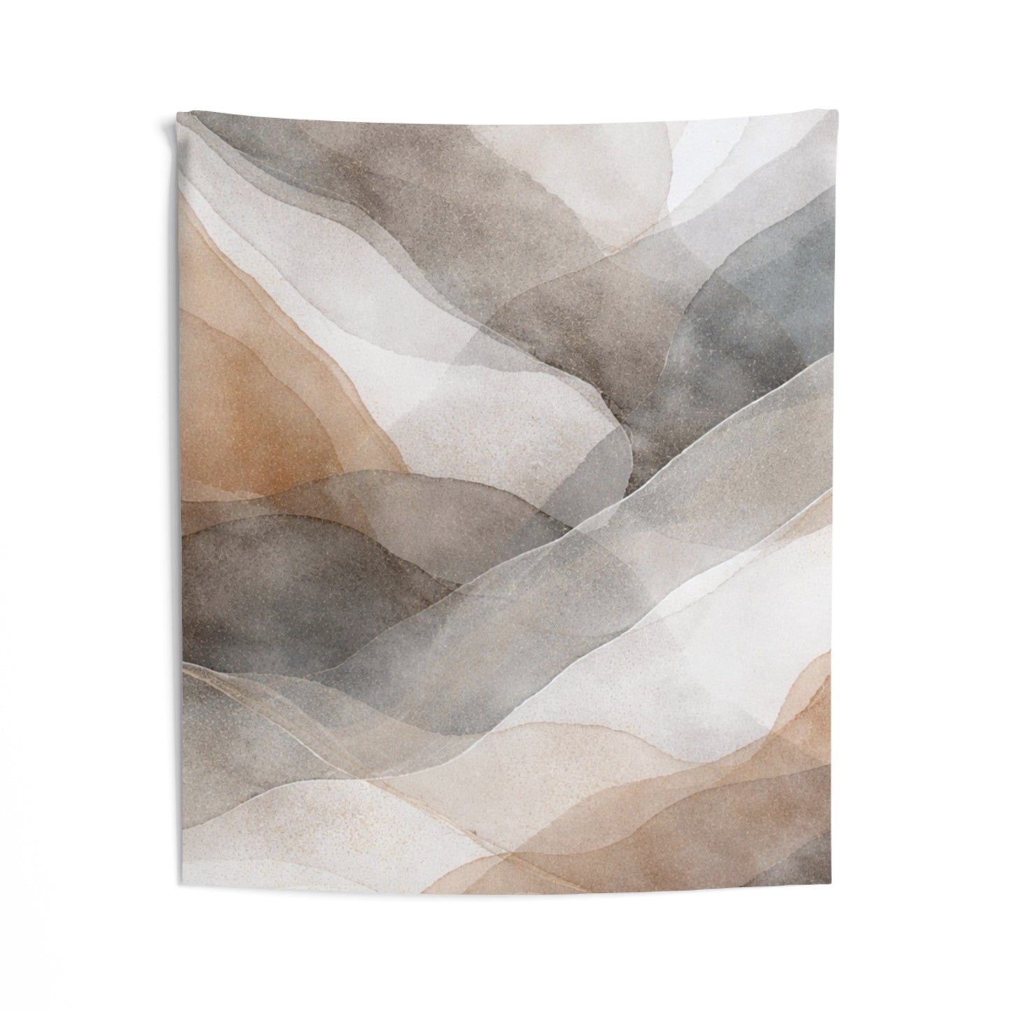 Abstract watercolor mountains indoor wall tapestry featuring neutral landscape art with soft, blended mountain and sky tones.