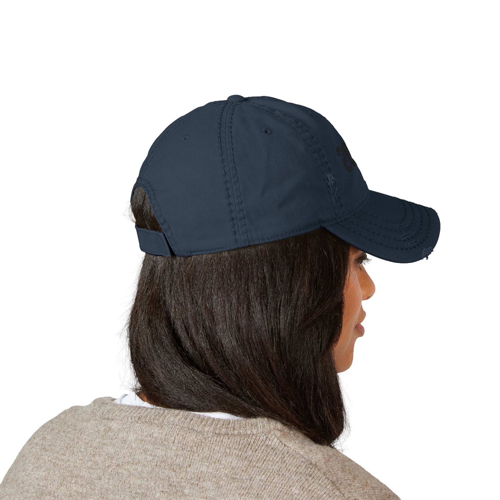 Vintage 2008 distressed dad hat with embroidered design, classic baseball cap style from Printify.