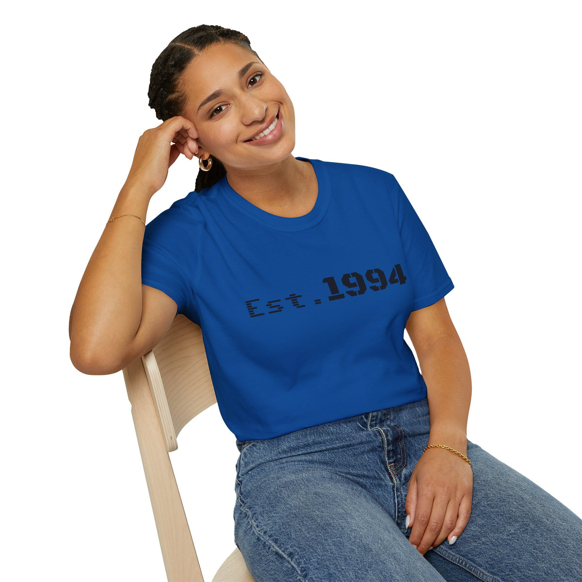 Vintage 1994 Est. graphic T-shirt by Printify featuring retro design and bold print on a casual cotton tee.