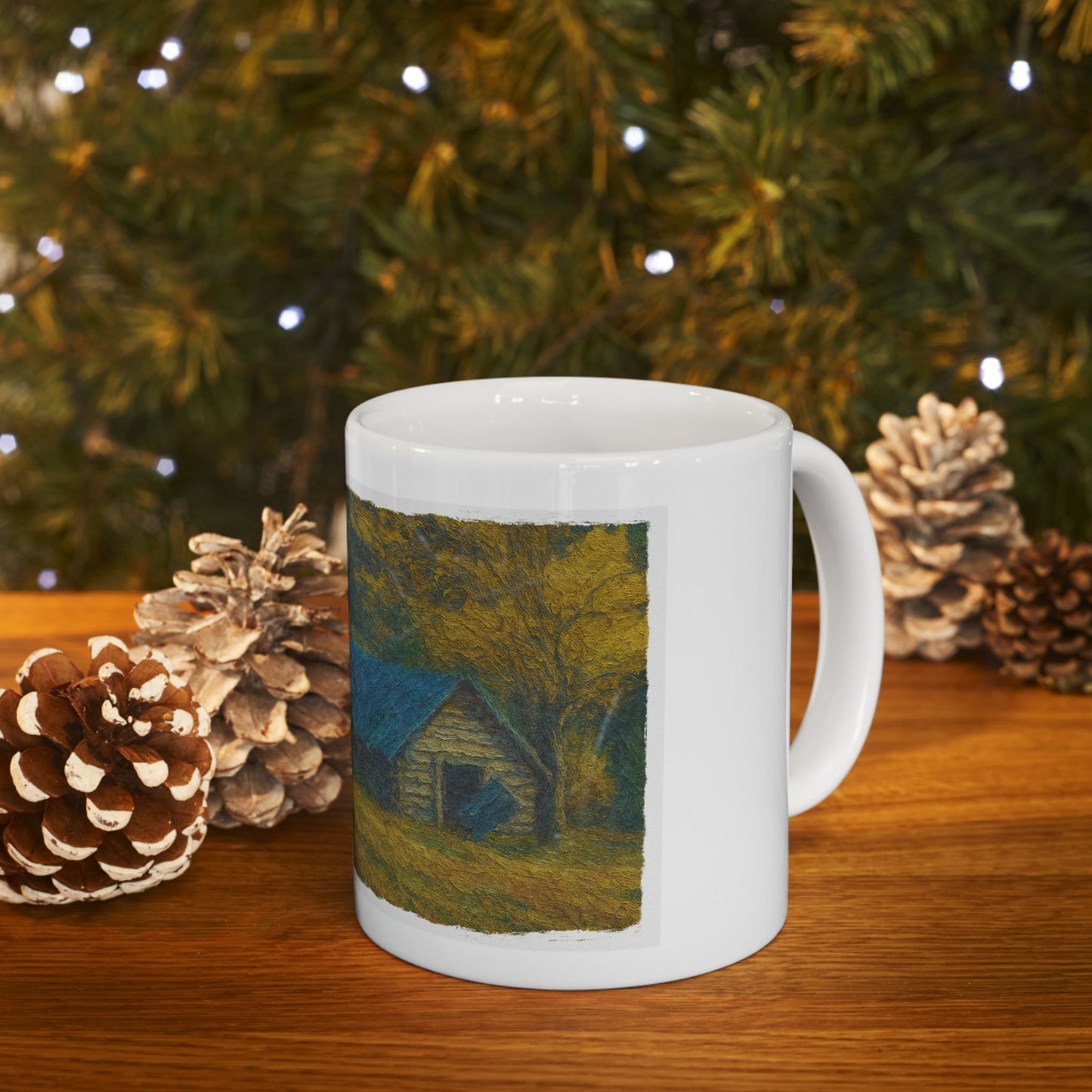 Rustic Cabin Ceramic Mug - Cozy Coffee Cup, Handmade Gift for Nature Lovers, Perfect for Home or Office, Great for Christmas, [...] - TRV