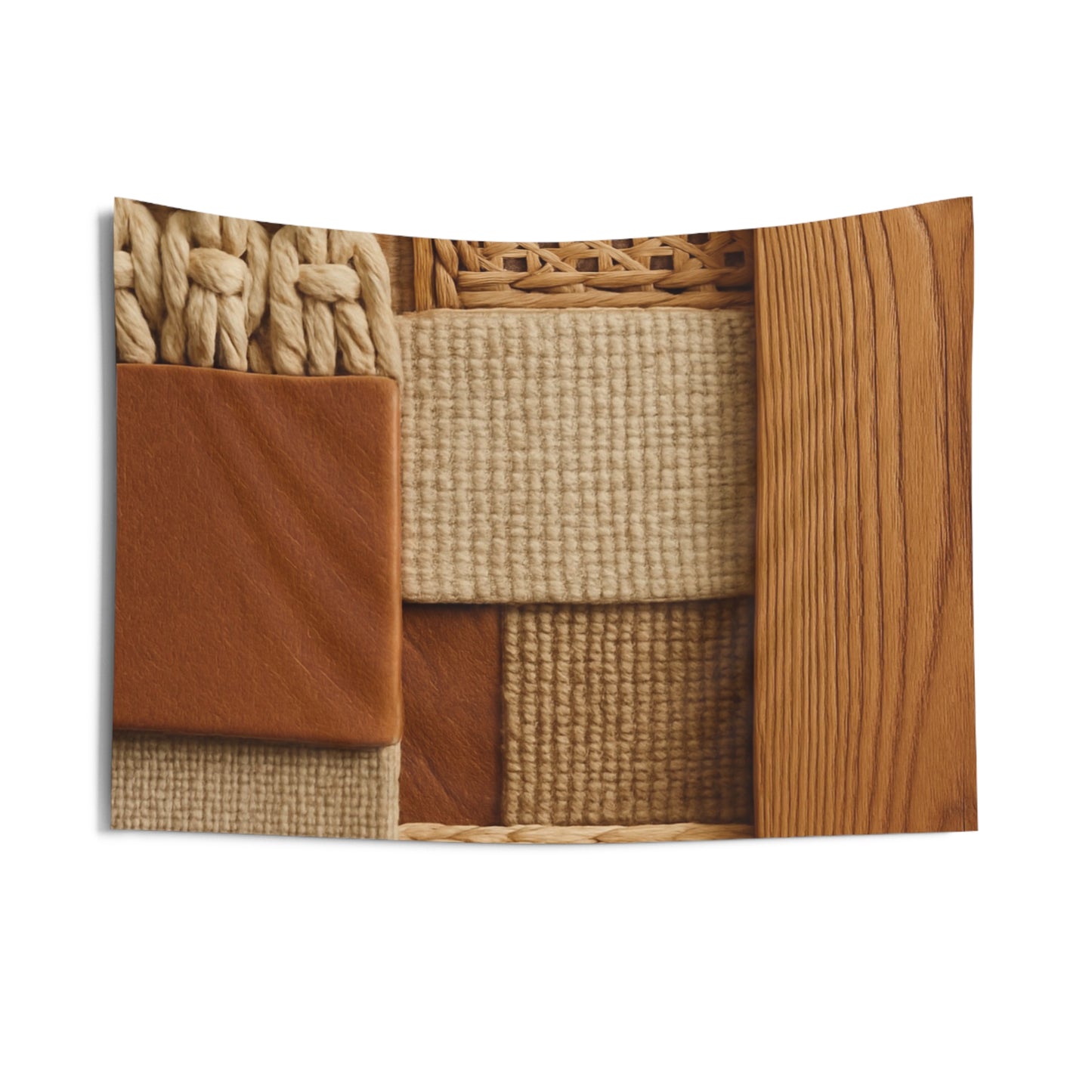 Woven Texture Wall Tapestry — Neutral Boho Patchwork Décor