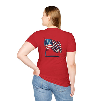 Patriotic Unisex Softstyle T-Shirt, American Flag Tee, USA Pride Shirt, Perfect for Independence Day, Casual Wear - TRV