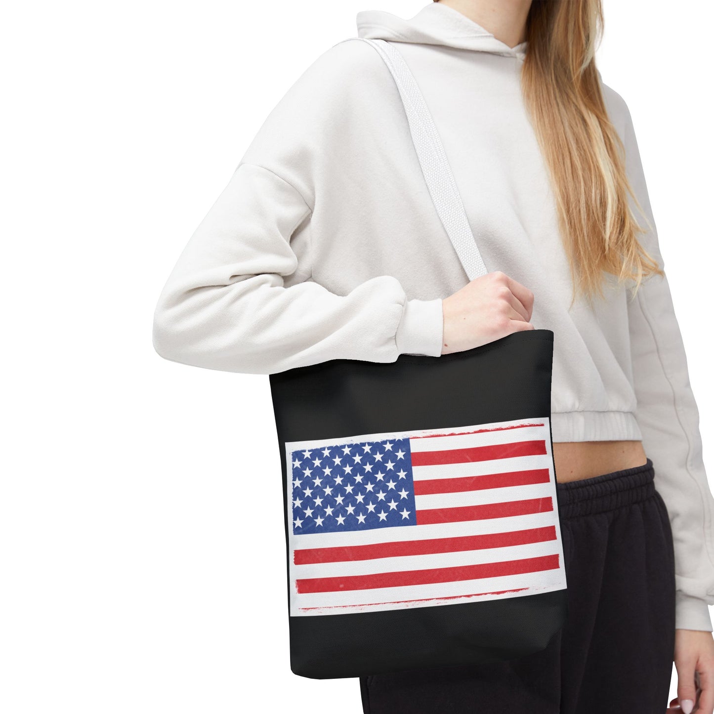 Patriotic Tote Bag, American Flag Carryall, Beach Bag, Reusable Shopping Tote, Independence Day Gift - TRV
