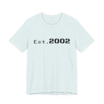 Gray vintage Est. 2002 T-Shirt by Printify featuring a classic anniversary design and comfortable cotton fabric.