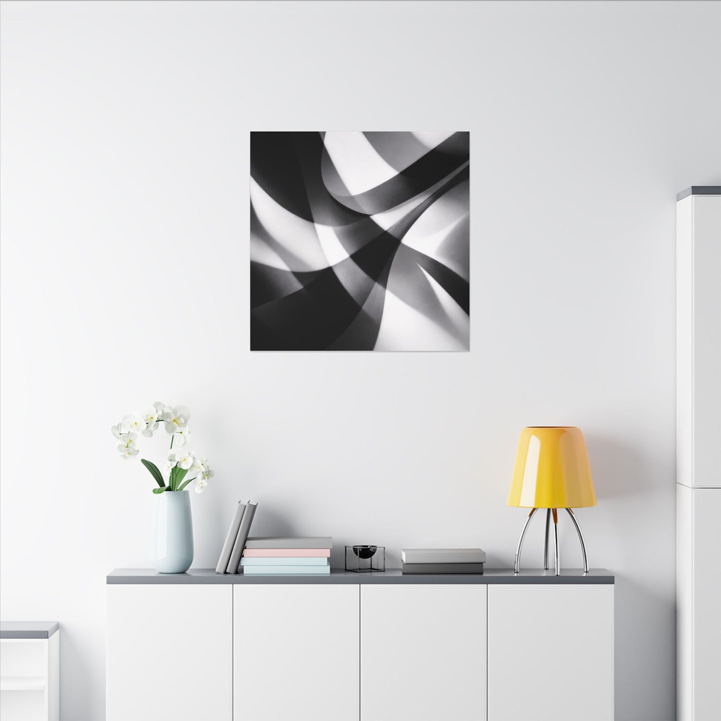 Abstract Black and White Swirl Matte Canvas