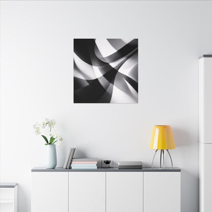 Abstract Black and White Swirl Matte Canvas