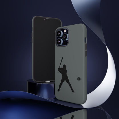 Black baseball silhouette tough phone case for iPhone, protective and sporty design by Printify.