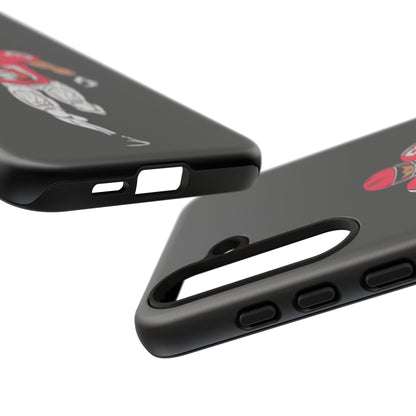 Black football player tough phone case for iPhone, protective sports design by Printify, featuring athletic figure and durable material.