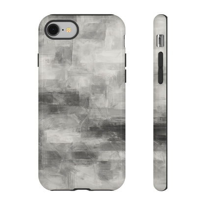 Abstract gray grid phone case for iPhone, tough protective cover with modern design by Printify.