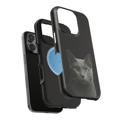 Russian Blue Cat Phone Case — Magnetic Impact-Resistant iPhone Cover