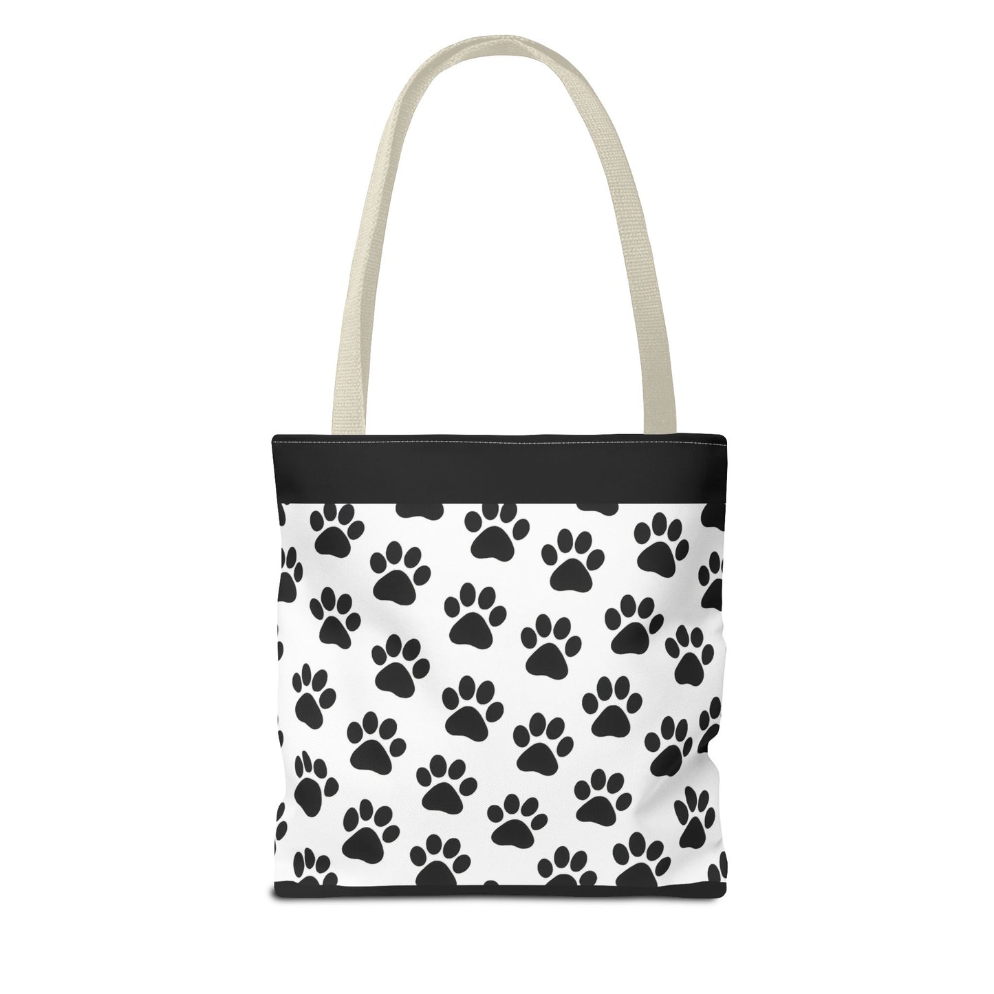 Eco-friendly paw print tote bag by Printify, featuring a stylish design, perfect for dog and cat lovers to carry essentials.