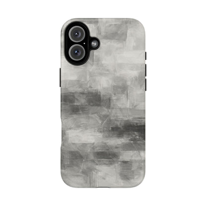 Abstract gray grid phone case for iPhone, tough protective cover from Printify with modern geometric design.