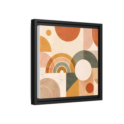 Abstract Terracotta Geometric Rainbow Matte Canvas Framed