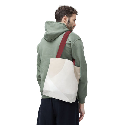 Neutral Abstract Geometric Tote Bag | Minimal Beige Shapes