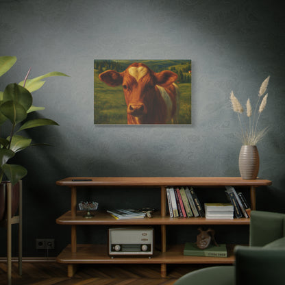 Cow Calf Portrait Canvas Print, Farm Animal Wall Art Decoration, Custom Matte Canvas Picture, Barnyard Animal Rustic Decor, Personalized - TRV