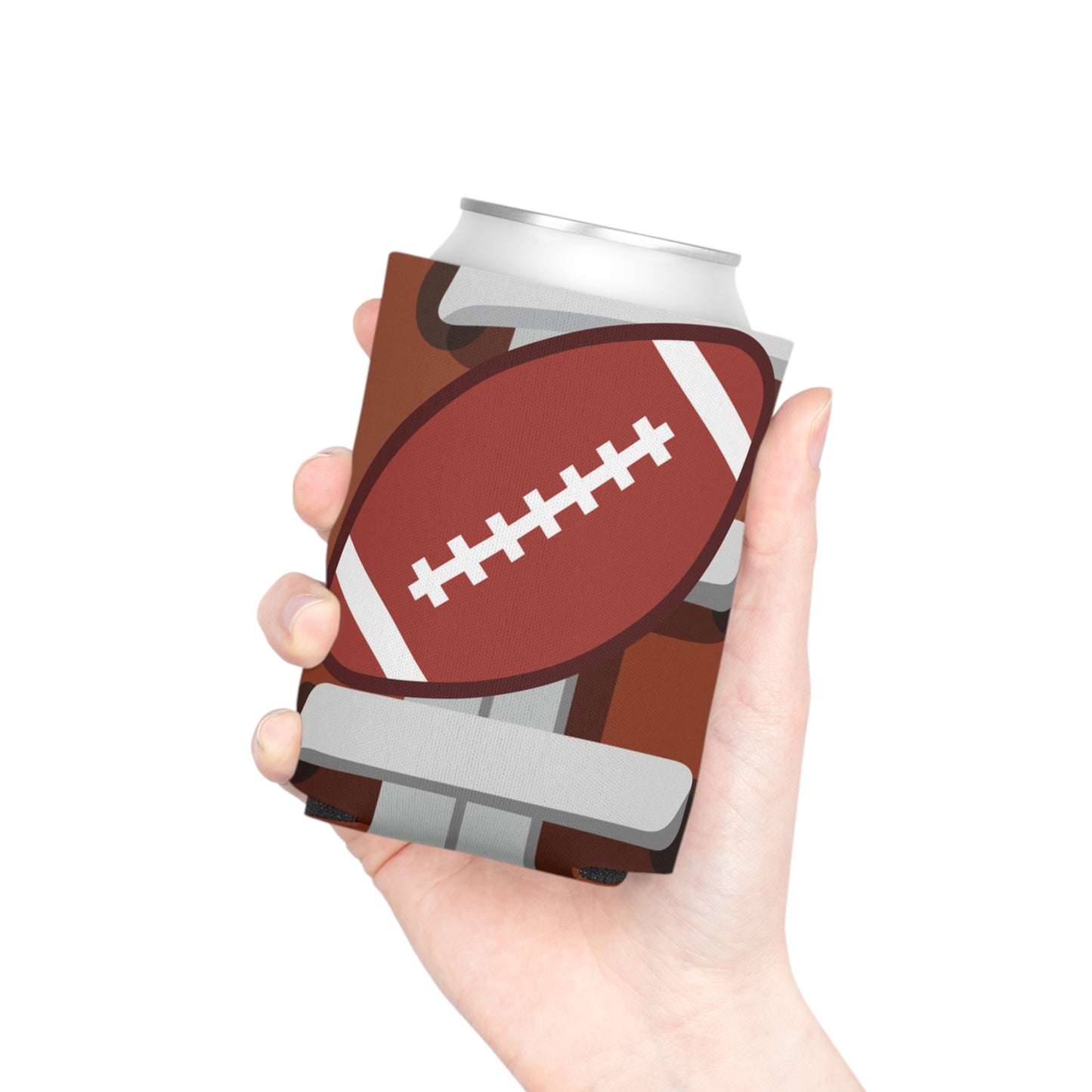 Football Can Cooler for Game Day, Beverage Insulator for Tailgating, Outdoor Parties, Sports Gifts for Fans, Reusable Drink Holder