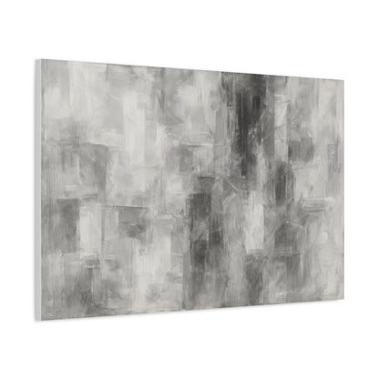 Abstract grey brushstroke canvas wall art by Printify, neutral modern matte stretched canvas decor image.