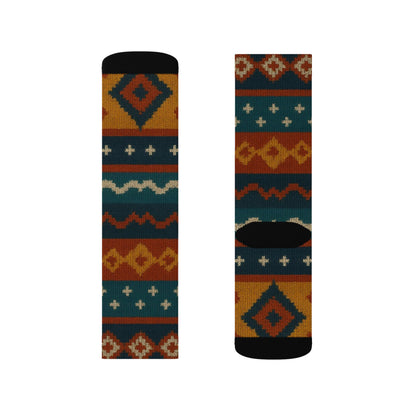Southwestern Aztec Pattern Socks | Tribal Geometric Printed Socks