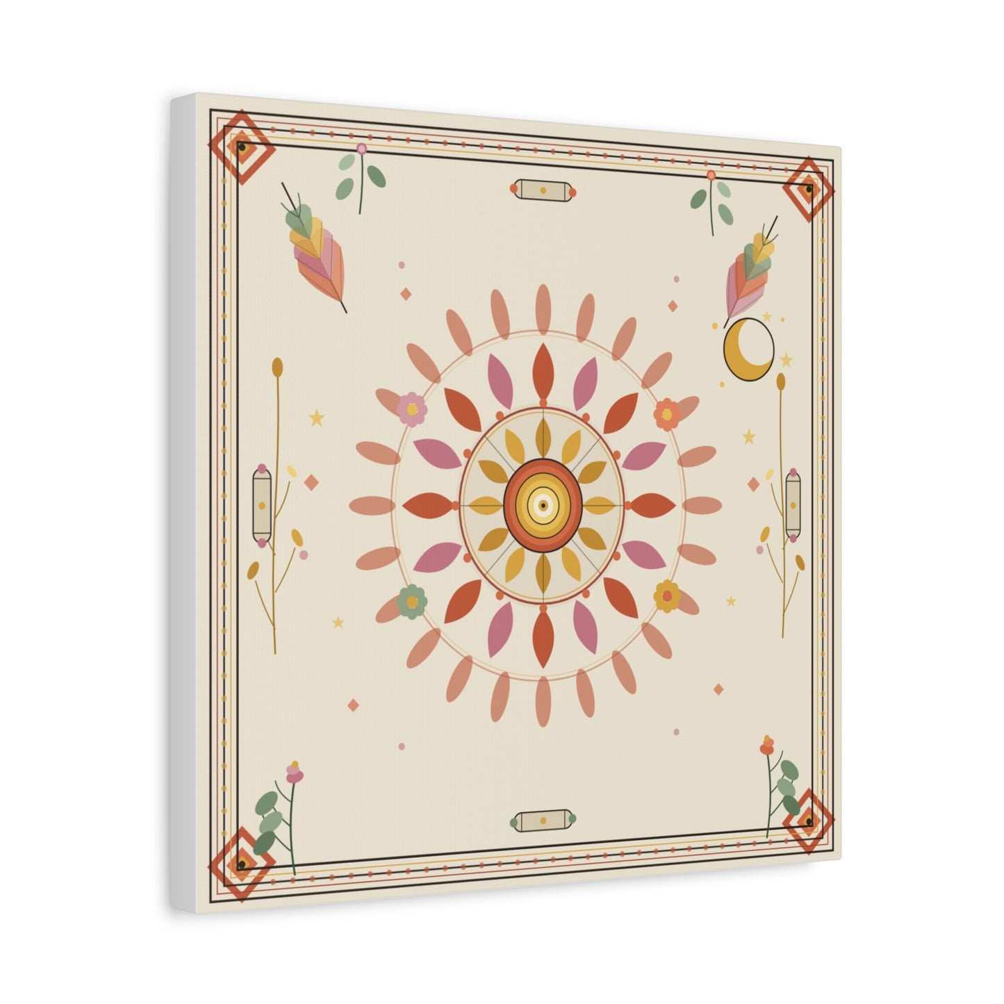 Boho Sun Mandala Matte Canvas