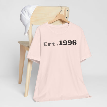 Unisex Jersey Tee - 'Est. 1996' Graphic Shirt, Birthday Gift, Casual Wear, Vintage Style, Retro Fashion, Gift for Him/Her - TRV