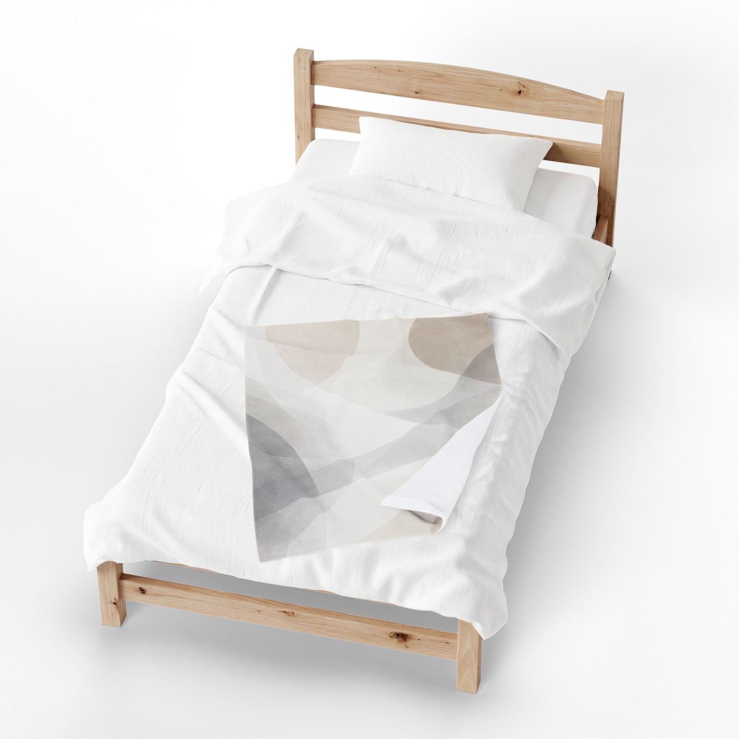 Neutral Abstract Shapes Velveteen Plush Blanket | Minimal Geometric Throw