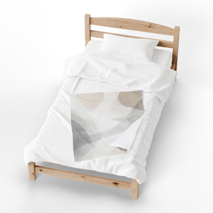 Neutral Abstract Shapes Velveteen Plush Blanket | Minimal Geometric Throw