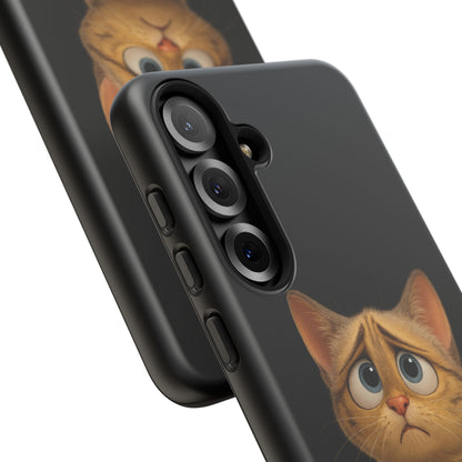 Cute sad kitty print phone case for iPhone, protective and stylish, made by Printify featuring a sad kitten design.