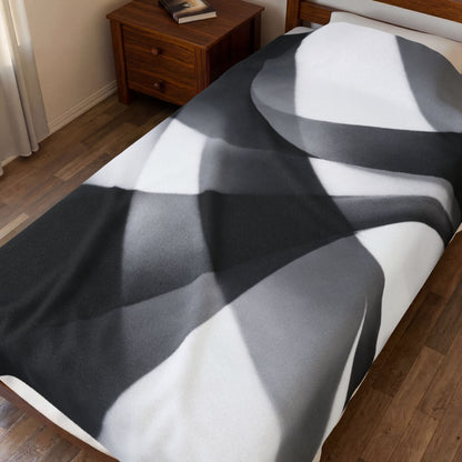 Abstract Black Smoke Design Velveteen Plush Blanket | Monochrome Swirl