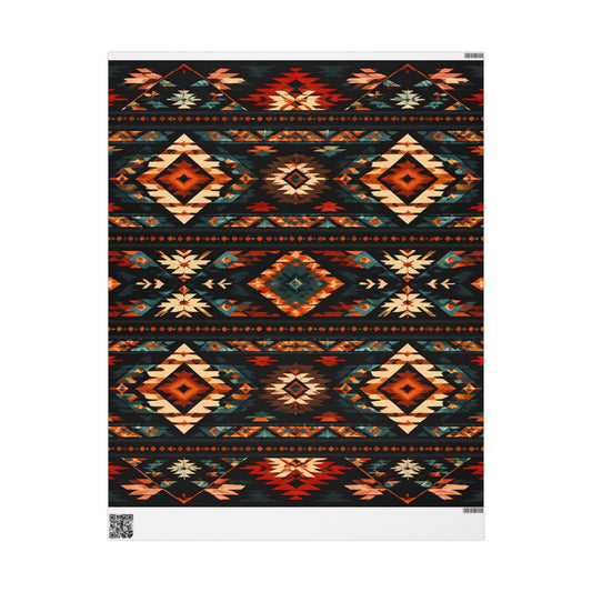 Southwestern Geo Pattern Wrapping Paper Roll — Rustic Aztec Gift Wrap