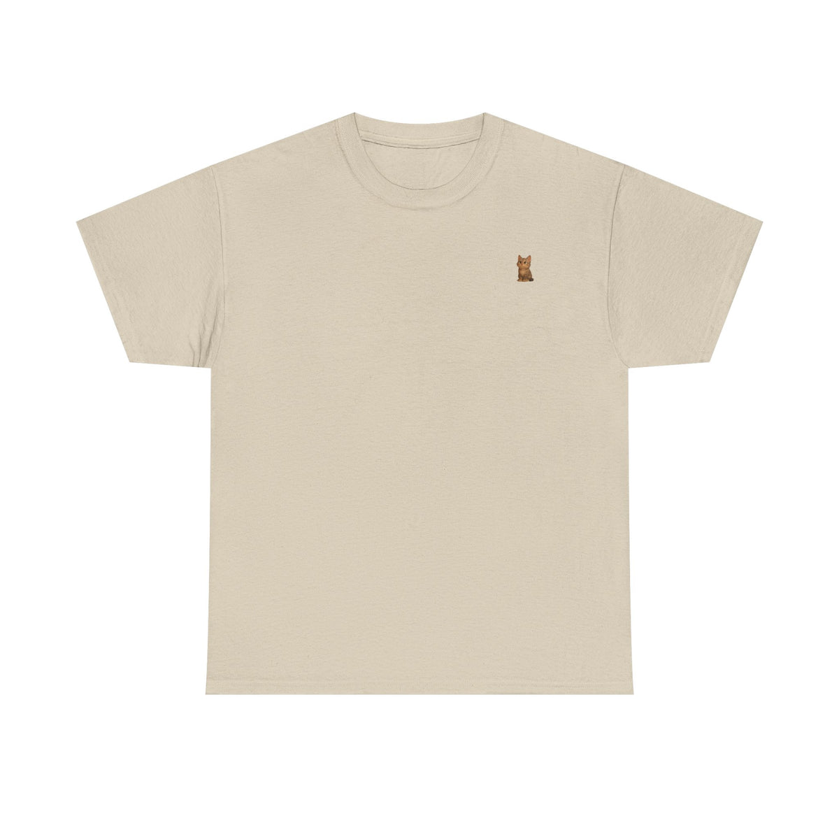 Brown kitten graphic T-shirt for cat lovers, comfortable casual tee by Printify featuring a cute feline design.