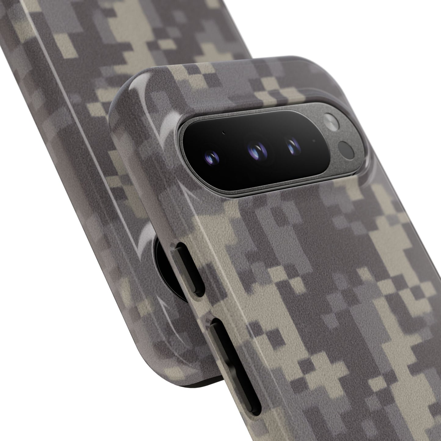Digital camouflage tough phone case by Printify, rugged protective cover for smartphones with a durable camouflage design.
