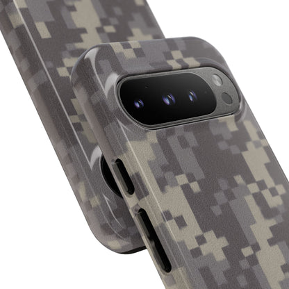 Digital camouflage tough phone case by Printify, rugged protective cover for smartphones with a durable camouflage design.