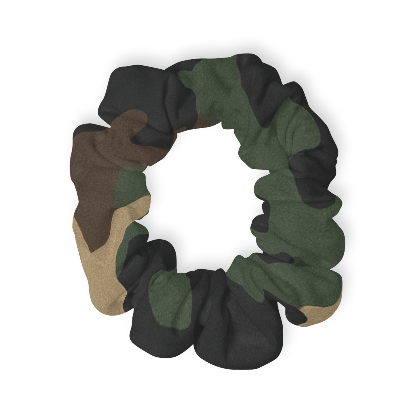 Camo Print Scrunchie — Military Green Camouflage Hair Accessory