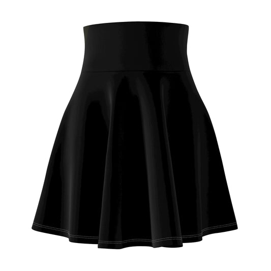 Women's black skater skirt with all-over print, flared summer style, perfect for everyday wear or parties, by Printify.