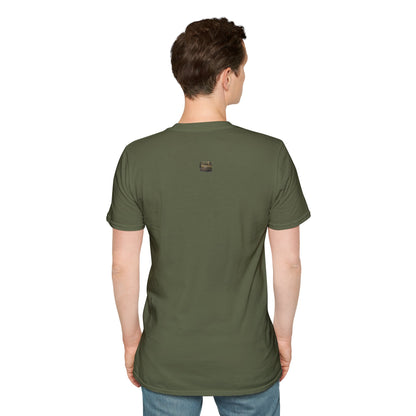 Vintage forest landscape T-shirt by Printify featuring a nature pathway design on a casual cotton tee.