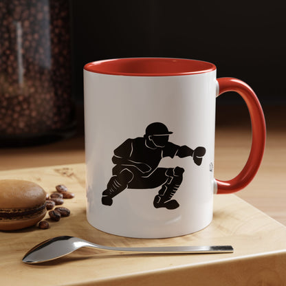 Baseball Catcher Coffee Mug, Sports Gift for Coaches, Black Accent Mug for Fans, Perfect for Birthdays & Celebrations, Unique Cup - TRV