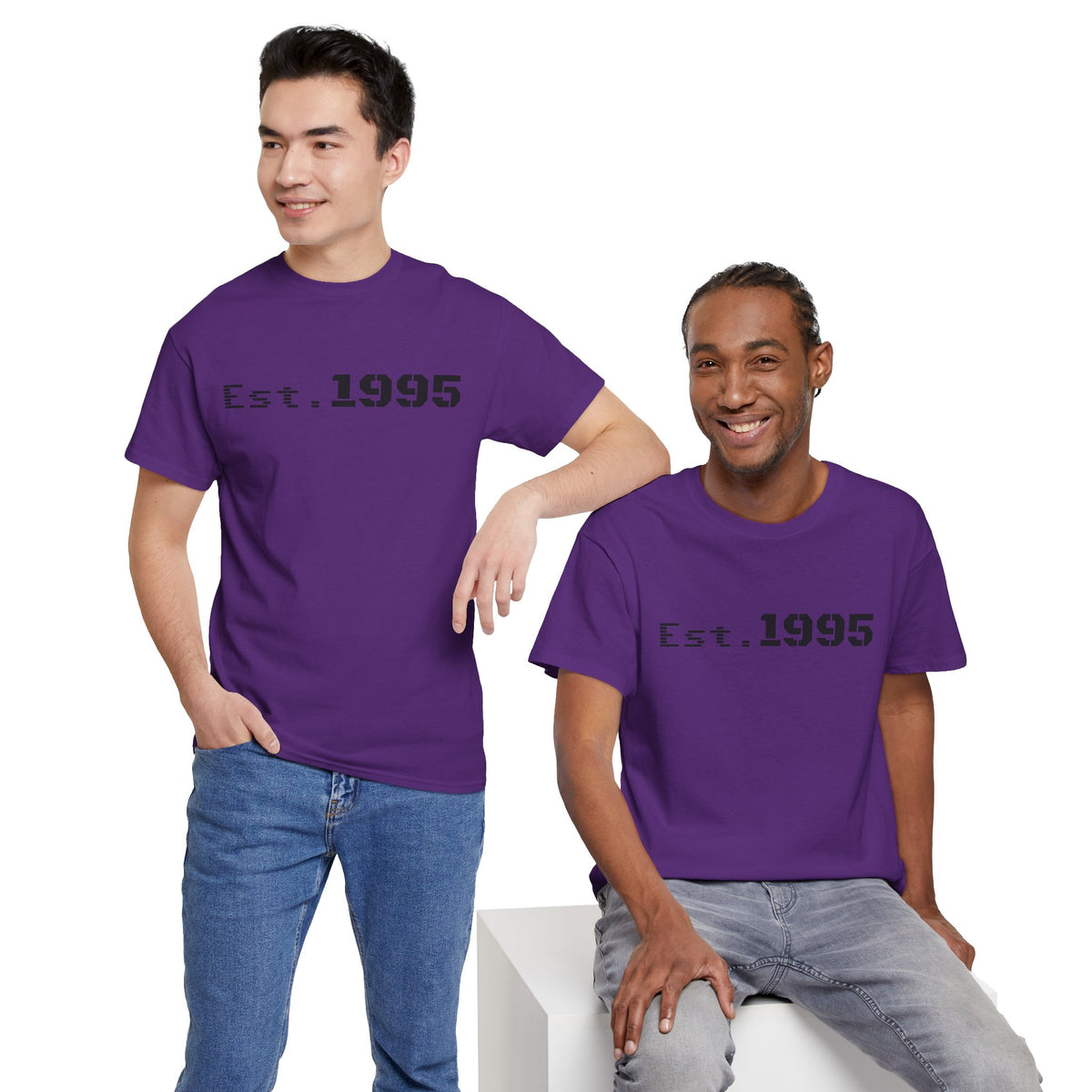 Vintage minimalist "Est. 1995" T-shirt by Printify featuring a simple birthday design on a casual unisex tee.