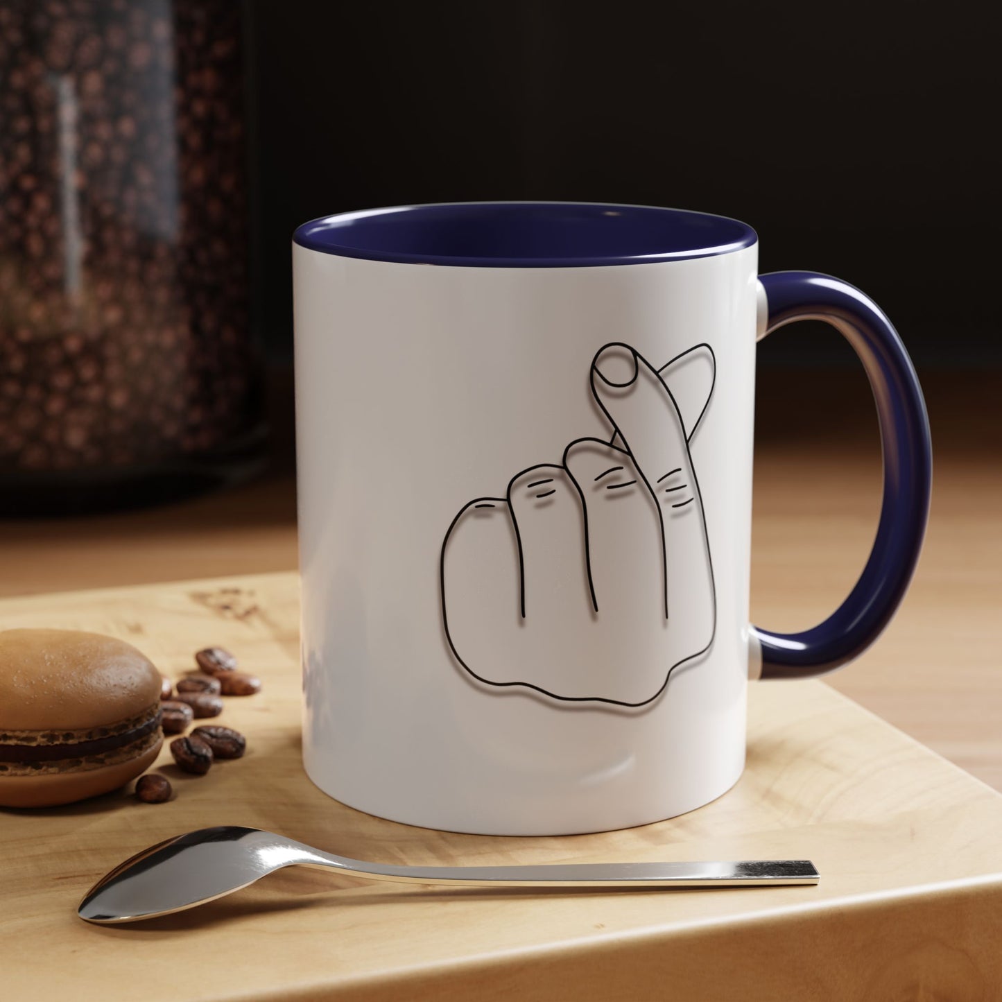 K-Pop Accent Mug - Love Gesture Design (11oz, 15oz), Korean Pop Coffee Cup, K-Pop Lover Gift, Cute Drinkware, Unique Mug