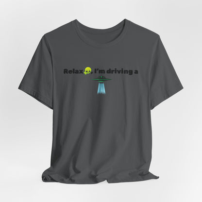 Alien Driving Unisex Tee - Fun Casual Shirt, Gifts for UFO Lovers, Quirky Humor T-Shirt, Perfect for Road Trips, Unique Birthday Present