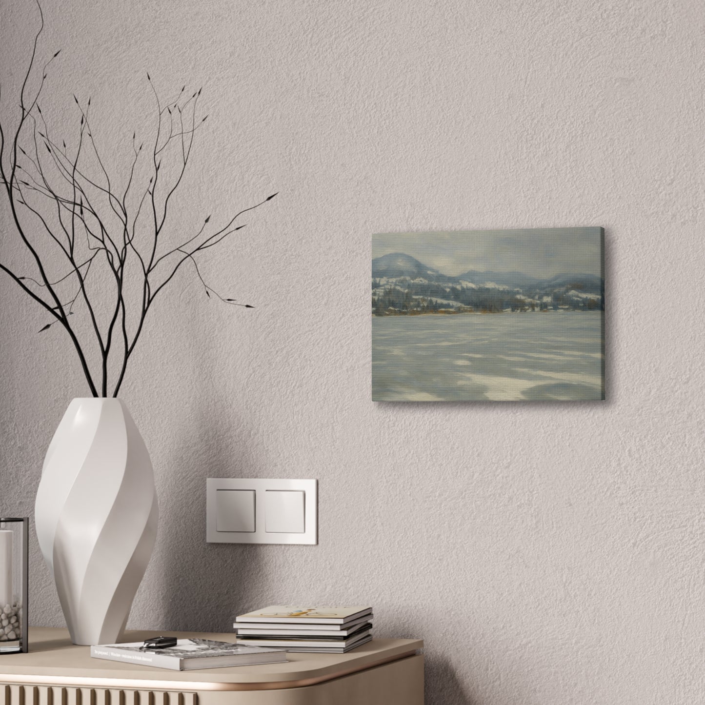 Serene Landscape Canvas Art, Tranquil Wall Decor, Perfect for Home, Office, or Gift, Ideal for Winter Holidays, Cozy Vibes, Scenic Artwork