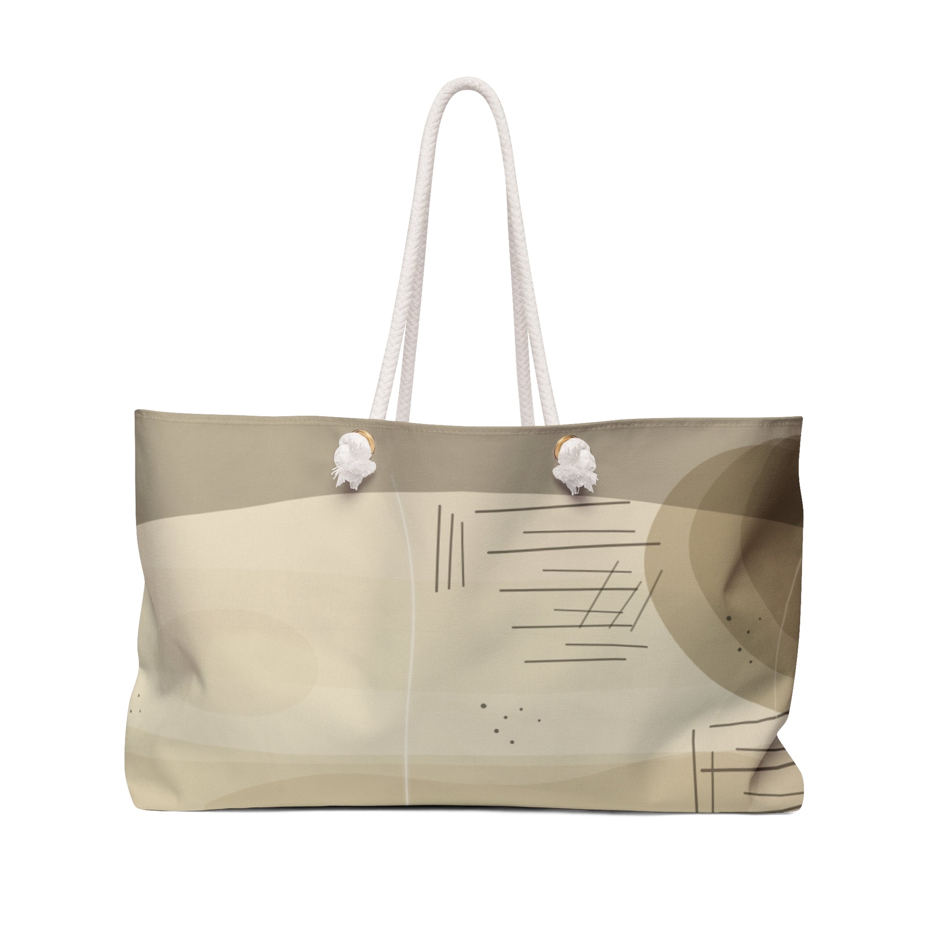 Neutral Abstract Lines Weekender Bag | Minimal Geometric Tote - TRV