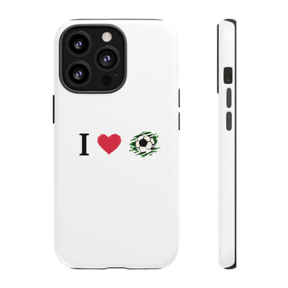 Soccer Phone Case, I Love Soccer, Tough Case Cover, Sporty Phone Accessories, Gift for Soccer Lovers, Unique Soccer Design - TRV
