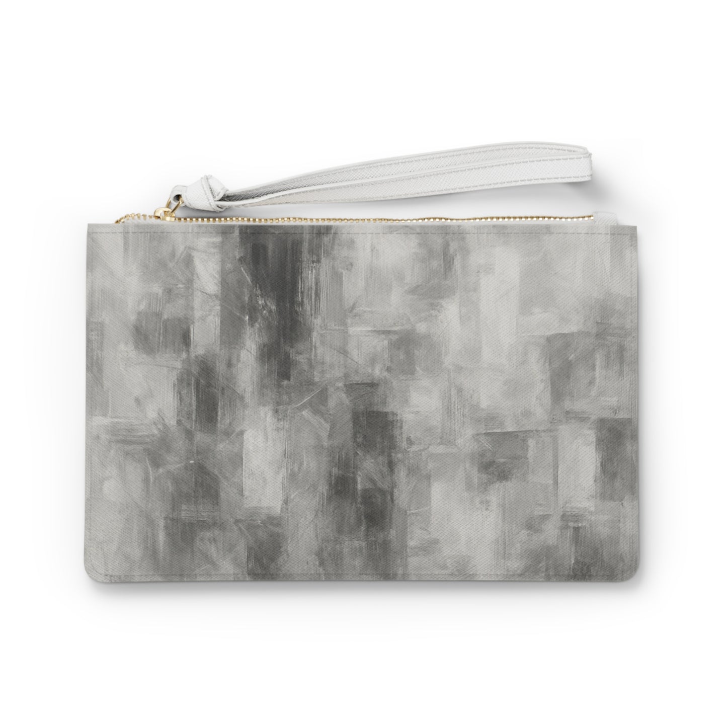 Gray abstract clutch bag by Printify, stylish evening purse for weddings and everyday use, featuring a modern design and compact size.