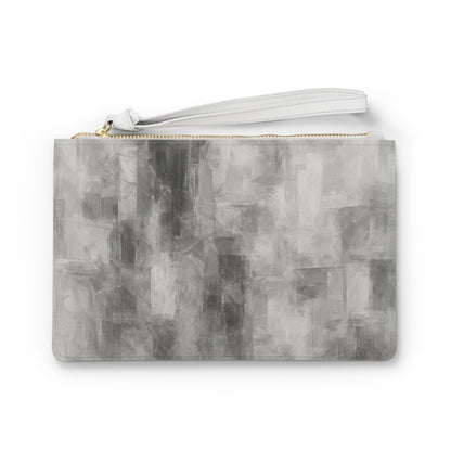 Gray abstract clutch bag by Printify, stylish evening purse for weddings and everyday use, featuring a modern design and compact size.
